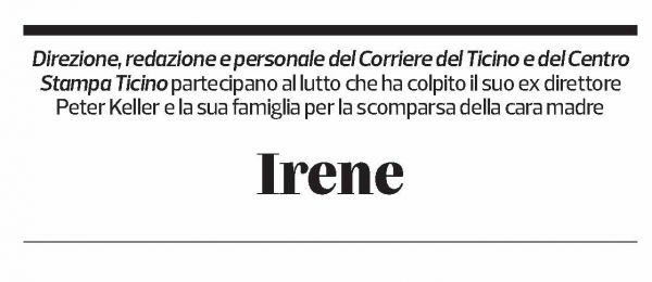 Annuncio funebre Irene Keller-marzetta