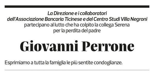 Annuncio funebre Giovanni Perrone