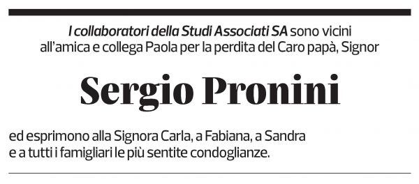 Annuncio funebre Sergio Pronini