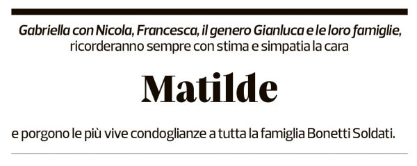 Annuncio funebre Matilde Bonetti Soldati