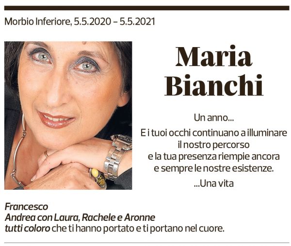 Annuncio funebre Maria Bianchi