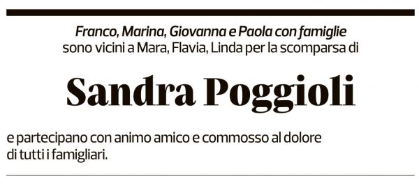 Annuncio funebre Sandra Poggioli