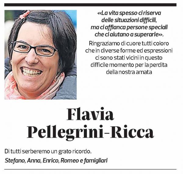 Annuncio funebre Flavia Pellegrini-ricca