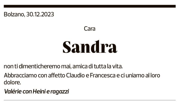 Annuncio funebre Sandra Giannelli