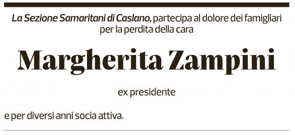 Annuncio funebre Margherita Zampini