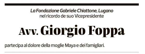 Annuncio funebre Giorgio Foppa