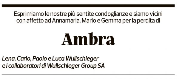 Annuncio funebre Ambra Albek