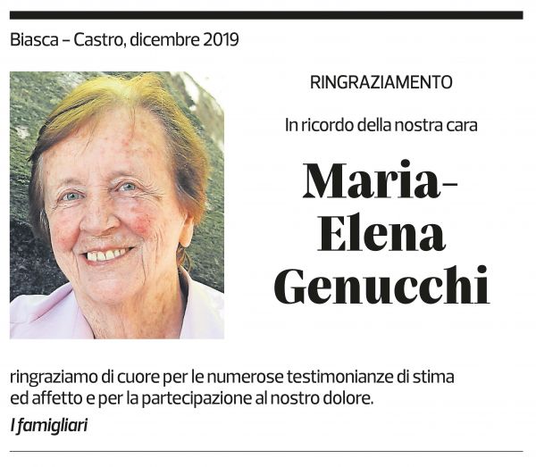 Annuncio funebre Maria-elena Genucchi