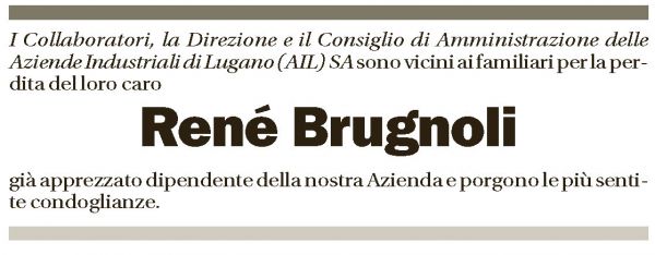 Annuncio funebre René Brugnoli