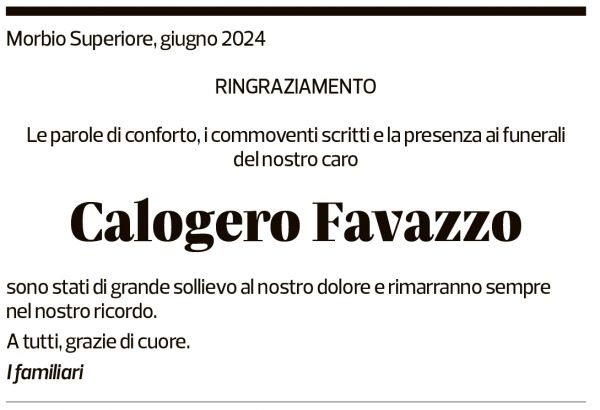 Annuncio funebre Calogero Favazzo