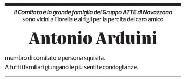 Annuncio funebre Antonio Arduini