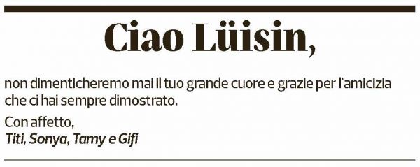 Annuncio funebre Luigi Giovannini