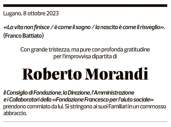 Annuncio funebre Roberto Morandi