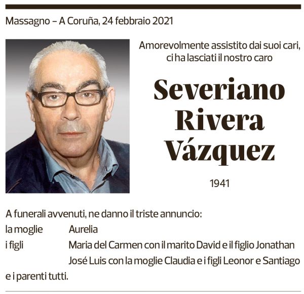 Annuncio funebre Severiano Rivera Vázquez