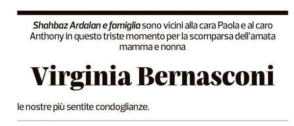 Annuncio funebre Virginia Bernasconi