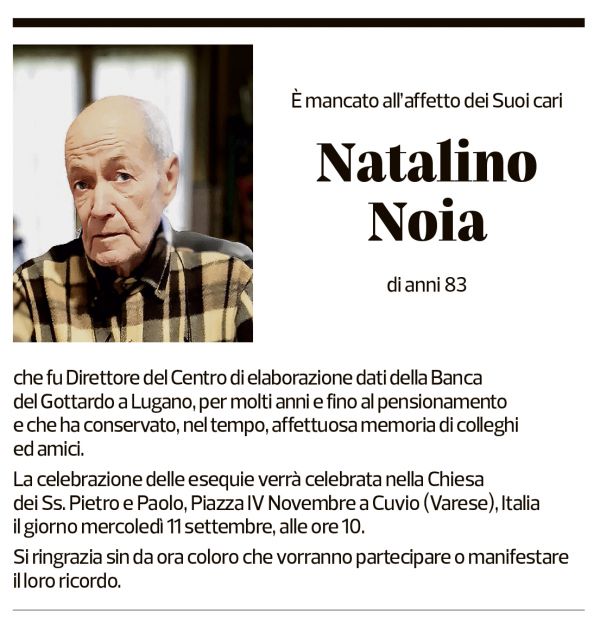 Annuncio funebre Natalino Noia