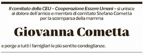 Annuncio funebre Giovanna Cometta