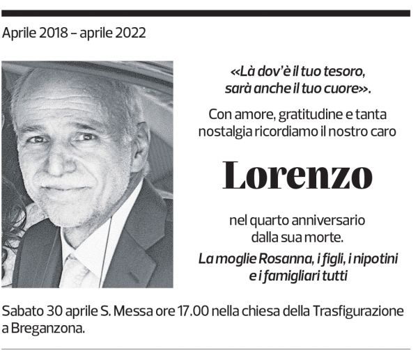 Annuncio funebre Lorenzo 