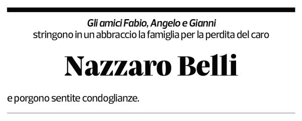 Annuncio funebre Nazzaro Belli