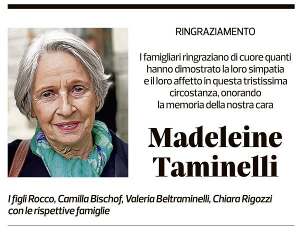 Annuncio funebre Madeleine Taminelli