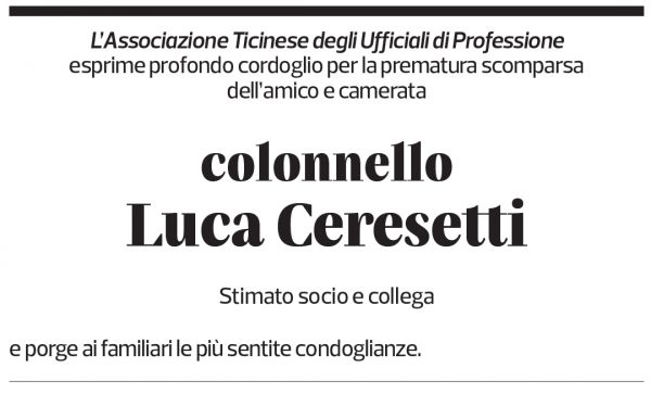 Annuncio funebre Luca Ceresetti