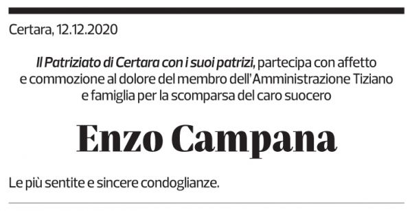 Annuncio funebre Enzo Campana