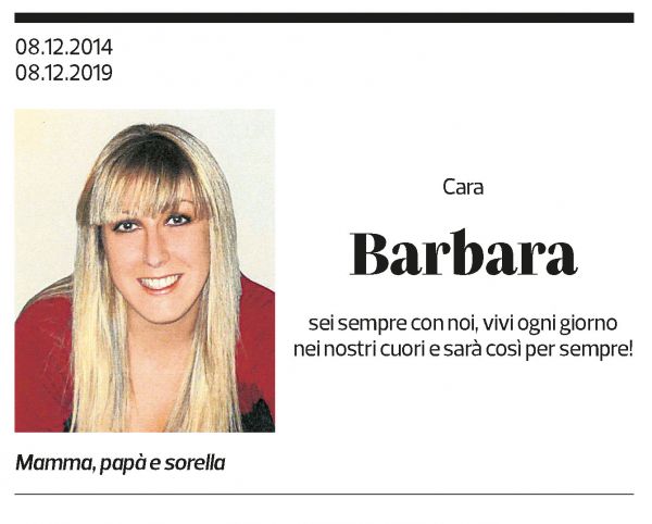 Annuncio funebre Barbara 