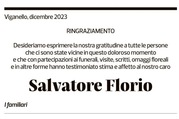 Annuncio funebre Salvatore Florio