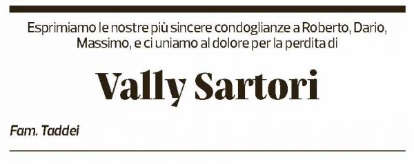Annuncio funebre Vally Sartori