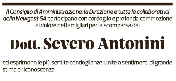 Annuncio funebre Severo Antonini