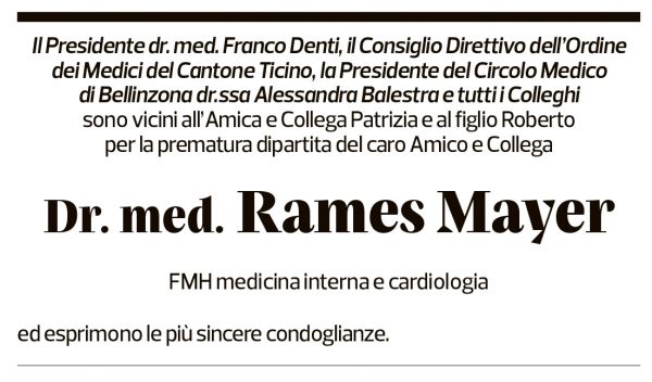 Annuncio funebre Rames Mayer