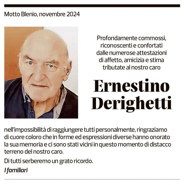 Annuncio funebre Ernestino Derighetti