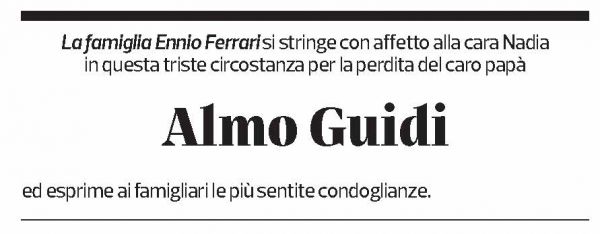 Annuncio funebre Almo Guidi