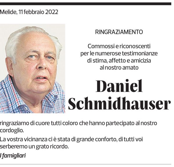 Annuncio funebre Daniel Schmidhauser