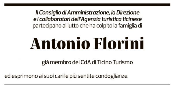 Annuncio funebre Antonio Florini