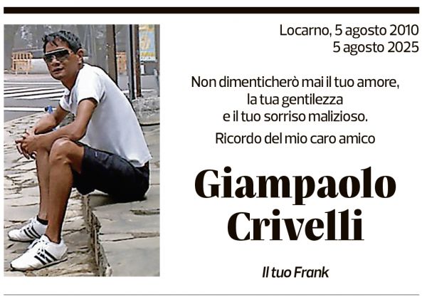 Annuncio funebre Giampaolo Crivelli