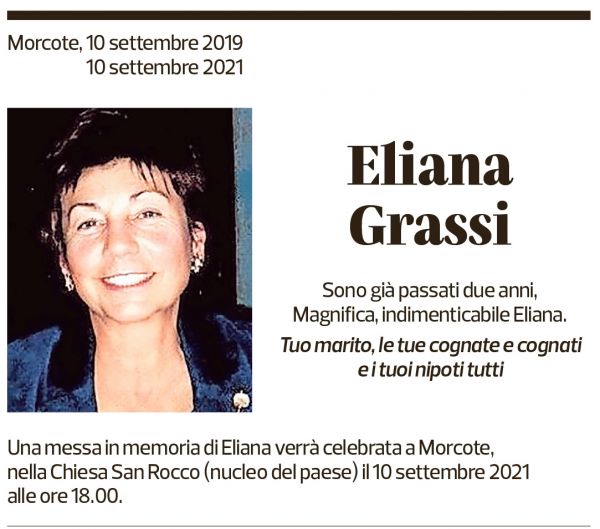 Annuncio funebre Eliana Grassi