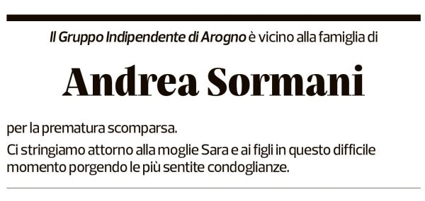 Annuncio funebre Andrea Sormani