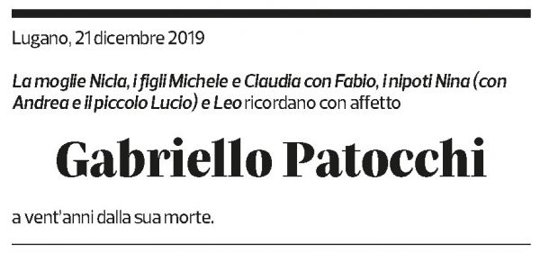 Annuncio funebre Gabriello Patocchi
