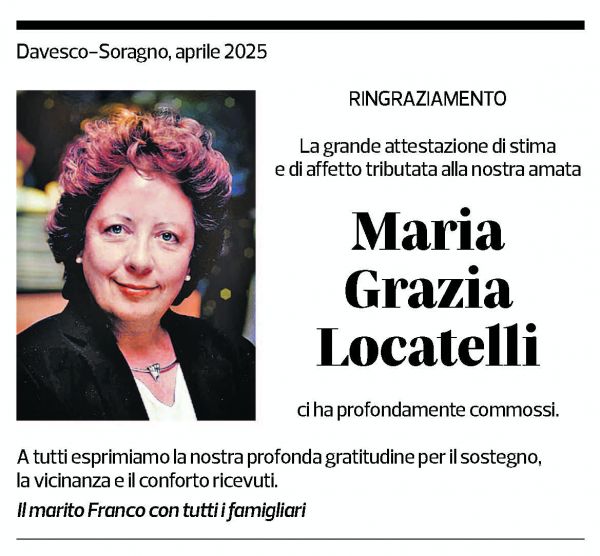 Annuncio funebre Maria Grazia Locatelli