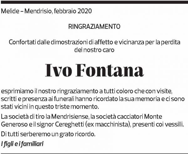 Annuncio funebre Ivo Fontana