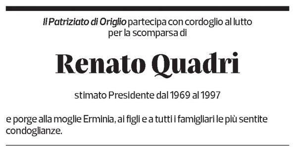 Annuncio funebre Renato Quadri