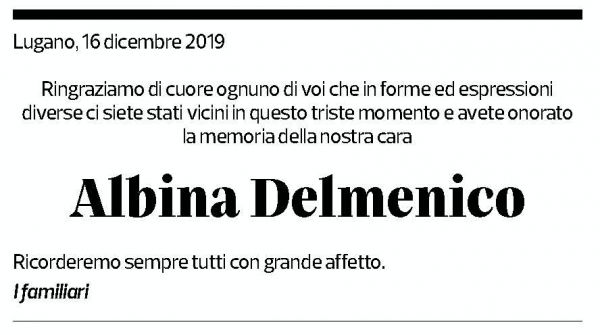 Annuncio funebre Albina Delmenico