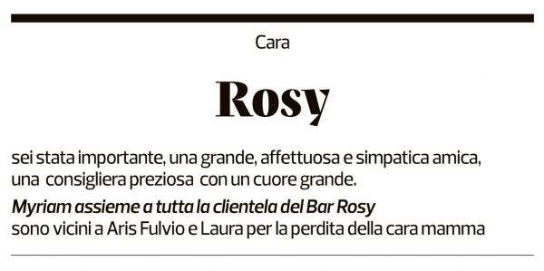 Annuncio funebre Rosy Gianinazzi