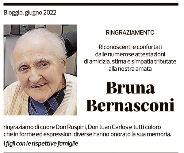 Annuncio funebre Bruna Bernasconi