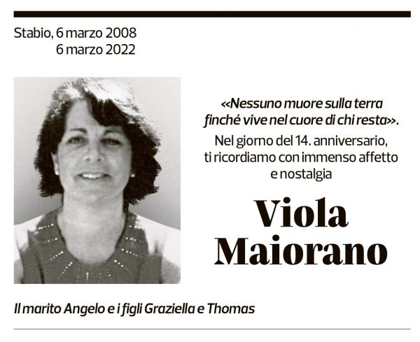 Annuncio funebre Viola Maiorano