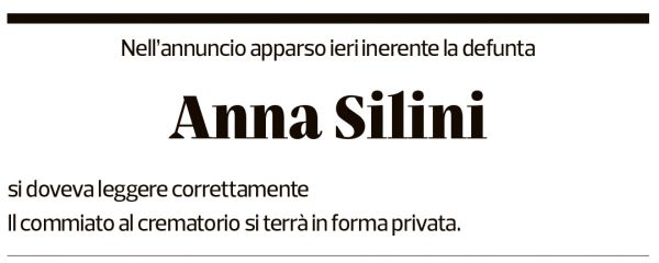 Annuncio funebre Anna Silini