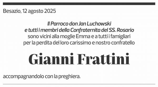 Annuncio funebre Gianni Frattini