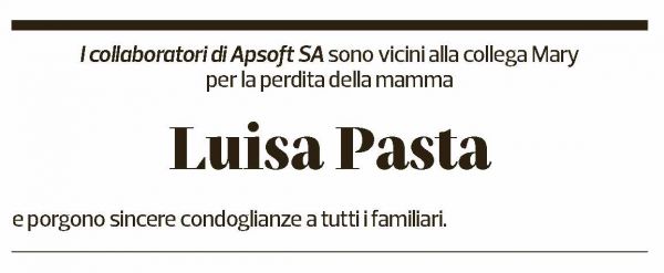 Annuncio funebre Luisa Pasta