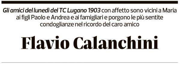 Annuncio funebre Flavio Calanchini